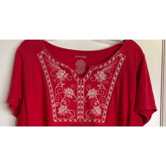 St John's Bay 1X red embroidered top PRICE REDUCED FROM $20 TO $15! - Picture 2 of 2